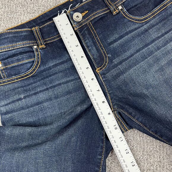 INC International Concepts Denim Bermuda Shorts Womens 6 Dark Wash Raw Hem - Picture 8 of 10